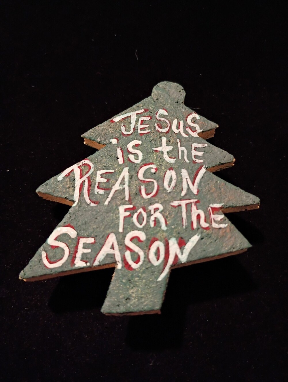 Vintage Homemade Cork Christmas Tree Holiday Brooch Pin